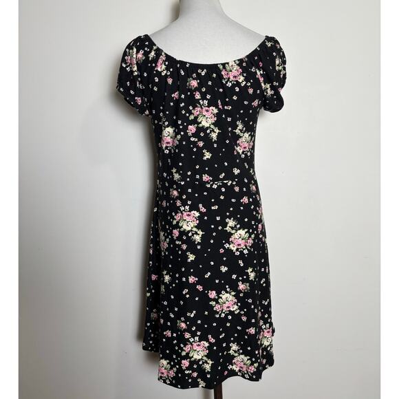 NOBO Milkmaid Mini Dress Large Babydoll Corset Fairy Goth Soft Cottage Floral - Picture 2 of 8